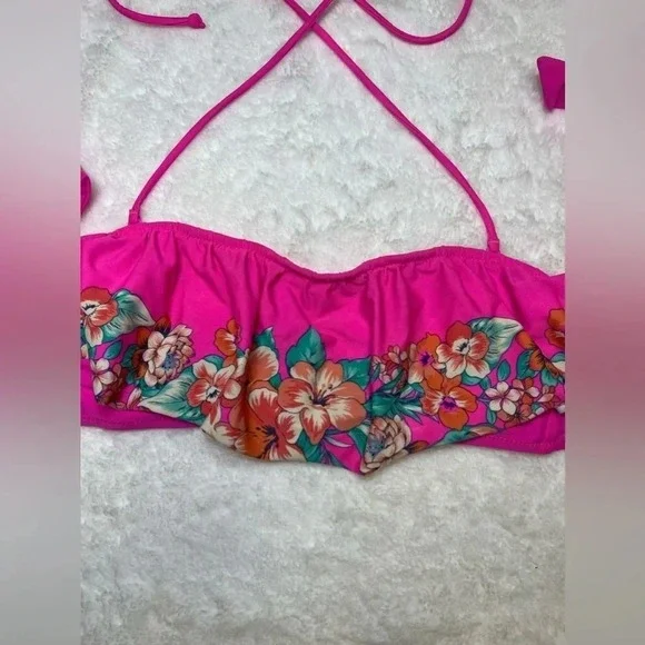 American Eagle Neon Pink Tropical Bikini Top - Picture 4 of 7